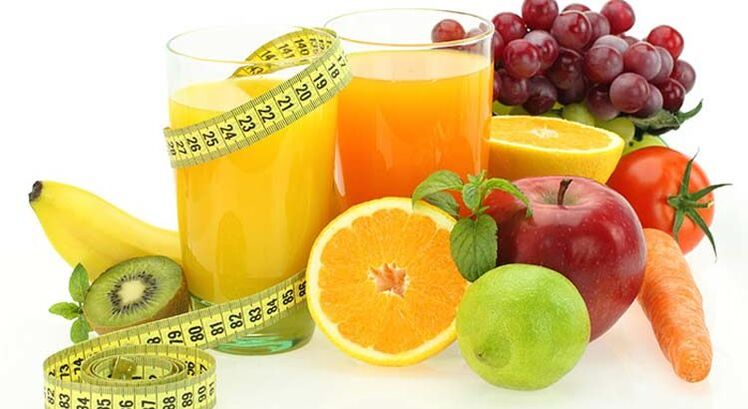 Fruit, vegetables and juice for weight loss on the Favorite diet